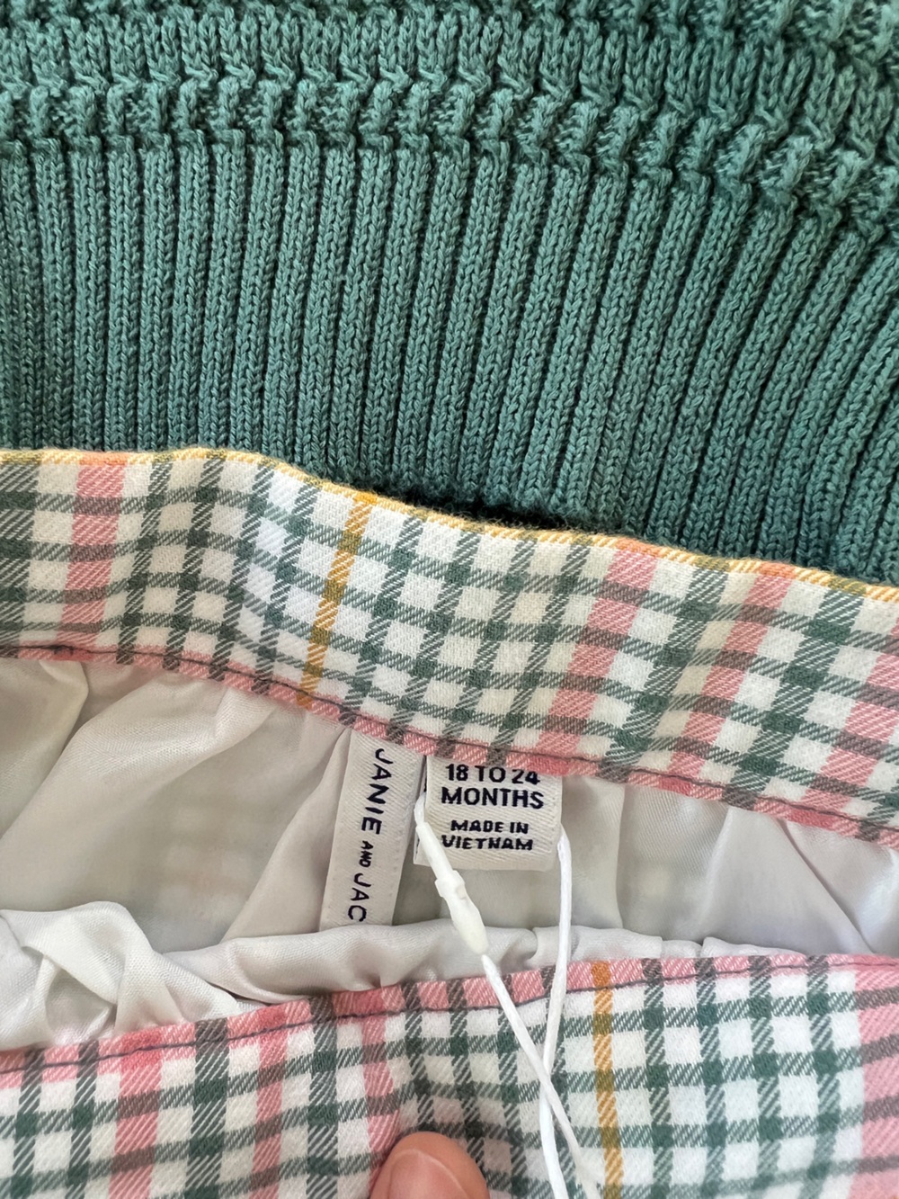 NWT Janie and Jack Pink Green Plaid Skirt with Yellow Accents - Picture 2 of 2